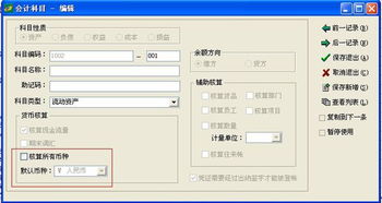 金蝶软件核算外币