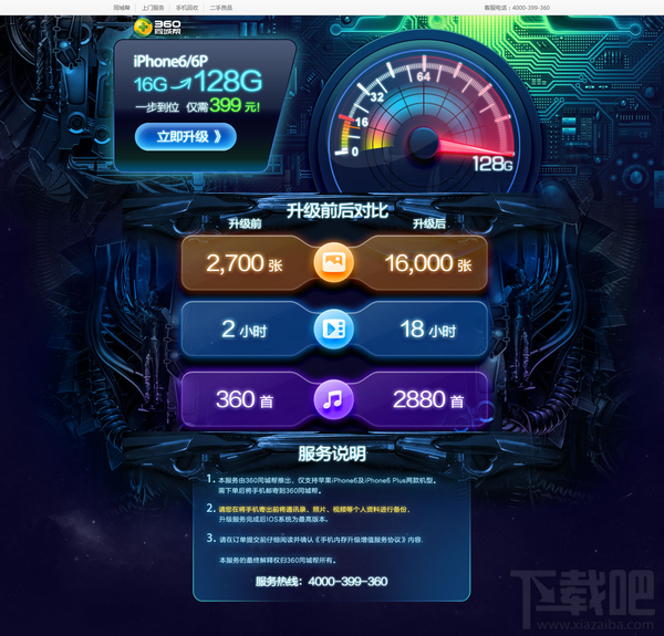 360苹果iPhone6/6 Plus手机16GB升128GB服务 360苹果iPhone6/6 Plus手机16GB升128GB服务