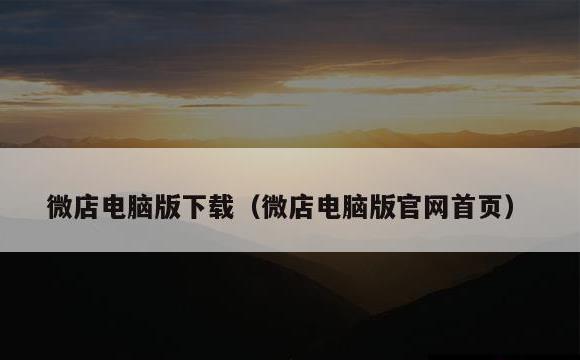 微店电脑版下载(微店电脑版官网首页)