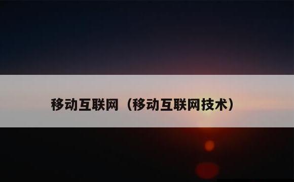 移动互联网(移动互联网技术)